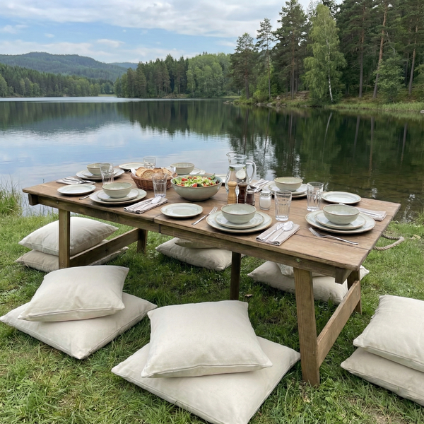 Foldable Wooden Low Table - Built-in Legs