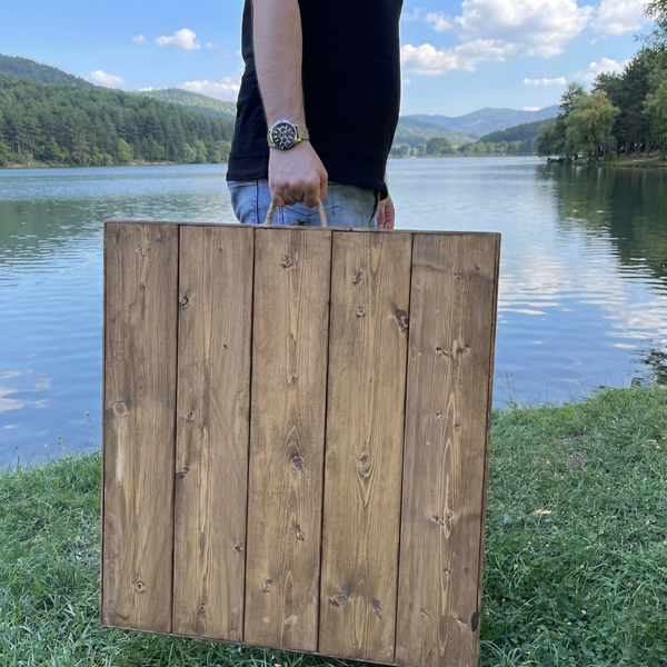 Foldable Wooden Low Table - Tapered Legs