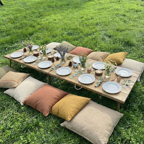 Foldable Wooden Low Table - Tapered Legs
