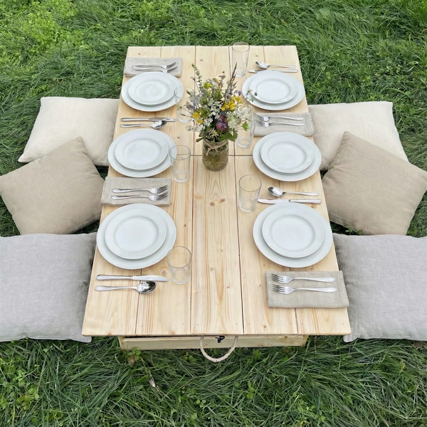 Foldable Wooden Low Table - Built-in Legs