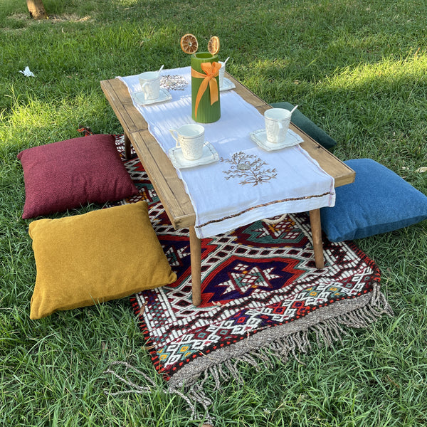 Foldable Wooden Low Table - Tapered Legs