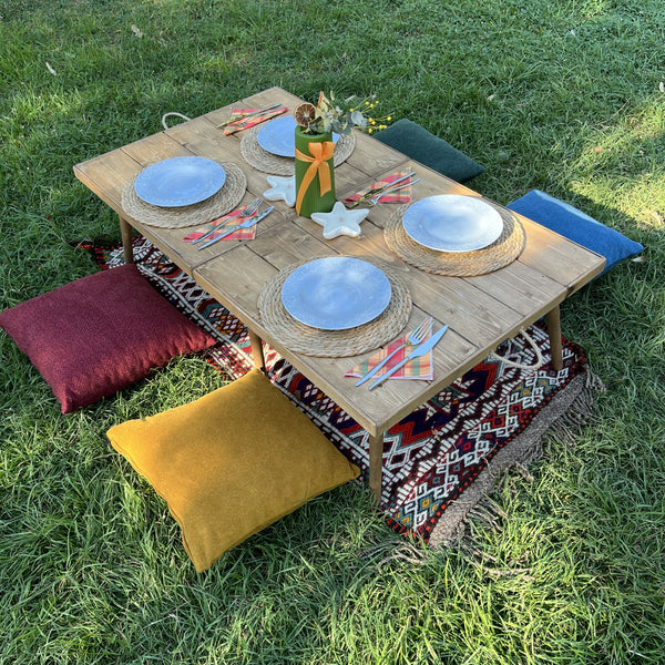 Foldable Wooden Low Table - Tapered Legs