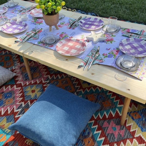 Foldable Wooden Low Table - Tapered Legs