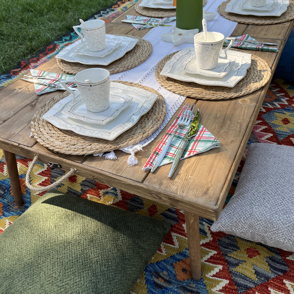 Foldable Wooden Low Table - Tapered Legs