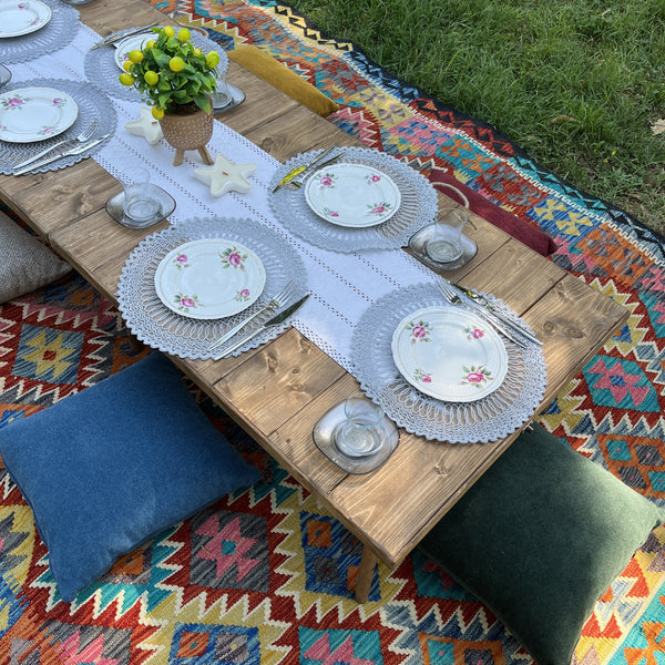 Foldable Wooden Low Table - Tapered Legs