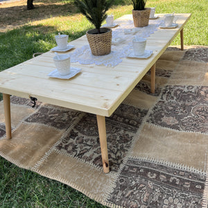 Foldable Wooden Low Table - Tapered Legs