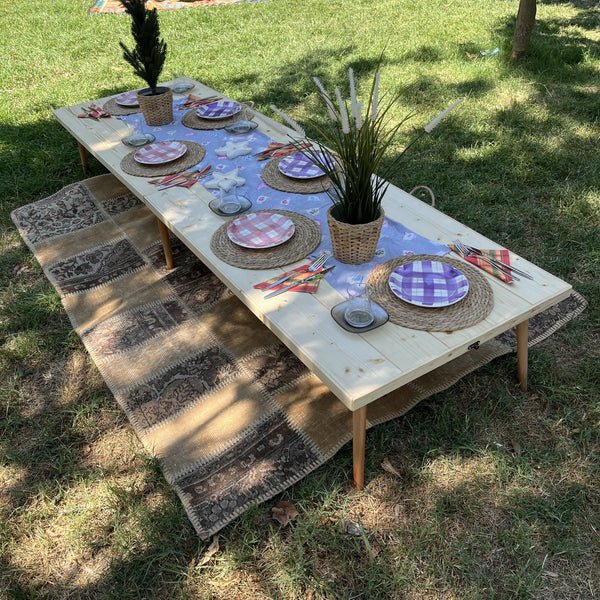 Foldable Wooden Low Table - Tapered Legs