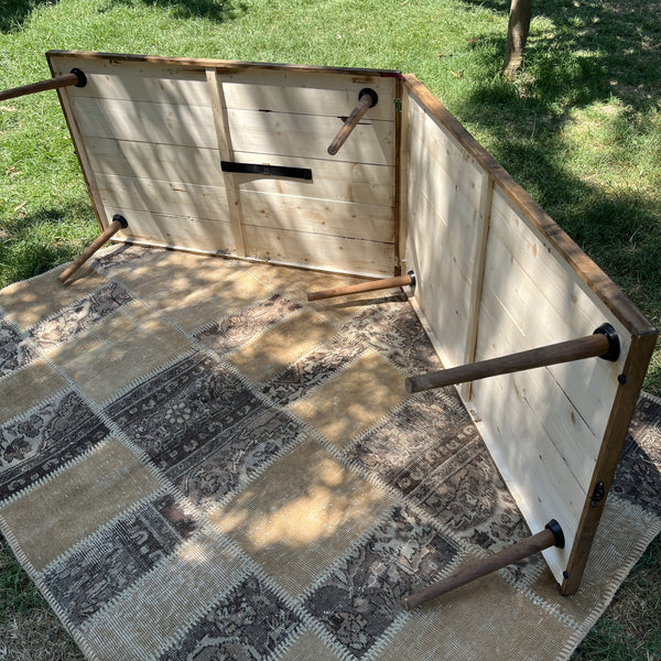 Foldable Wooden Low Table - Tapered Legs