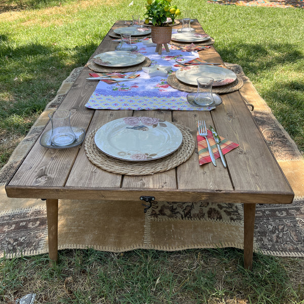 Foldable Wooden Low Table - Tapered Legs
