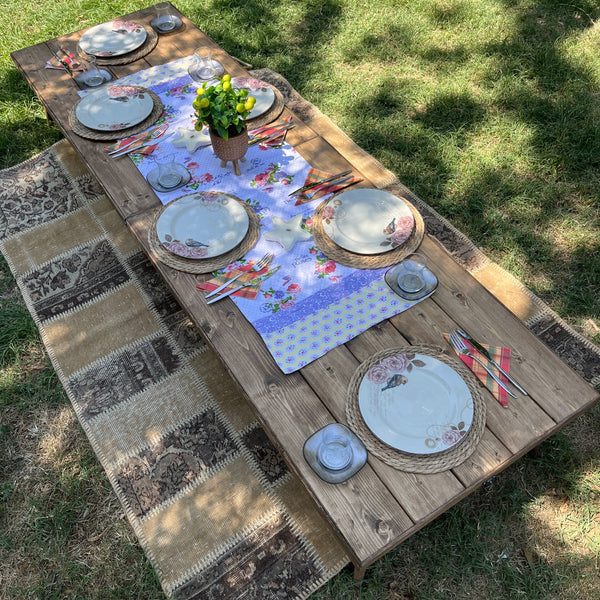 Foldable Wooden Low Table - Tapered Legs