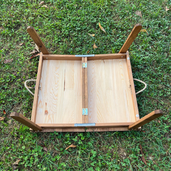 Foldable Wooden Low Coffee Table - Built-in Legs