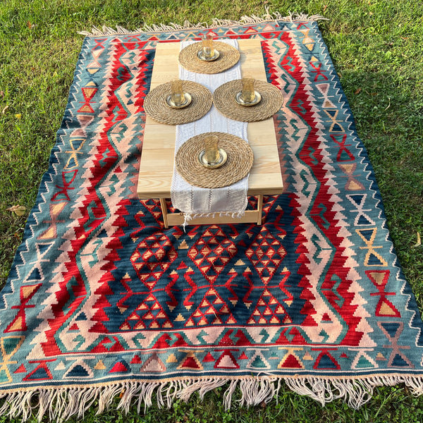 Foldable Wooden Low Table - Built-in Legs