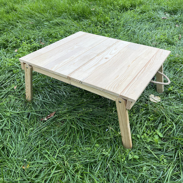 Foldable Wooden Low Coffee Table - Built-in Legs