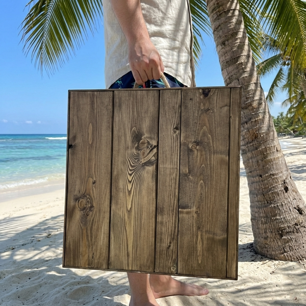 Foldable Wooden Low Table - Tapered Legs