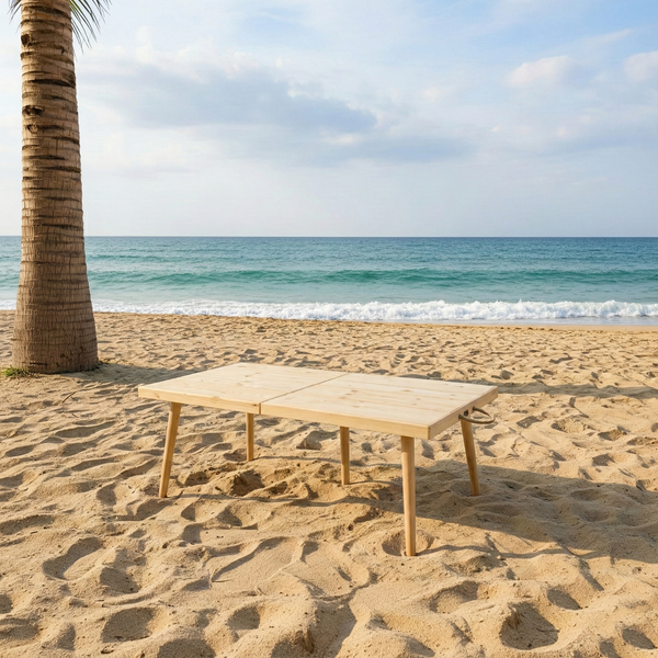 Foldable Wooden Low Table - Tapered Legs