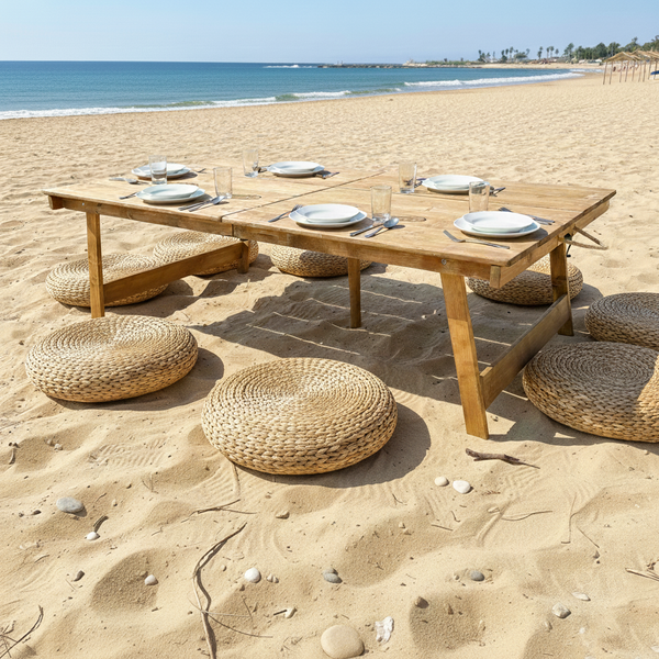 Foldable Wooden Low Table - Built-in Legs