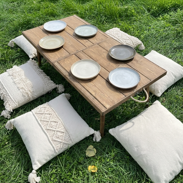 Foldable Wooden Low Table - Tapered Legs