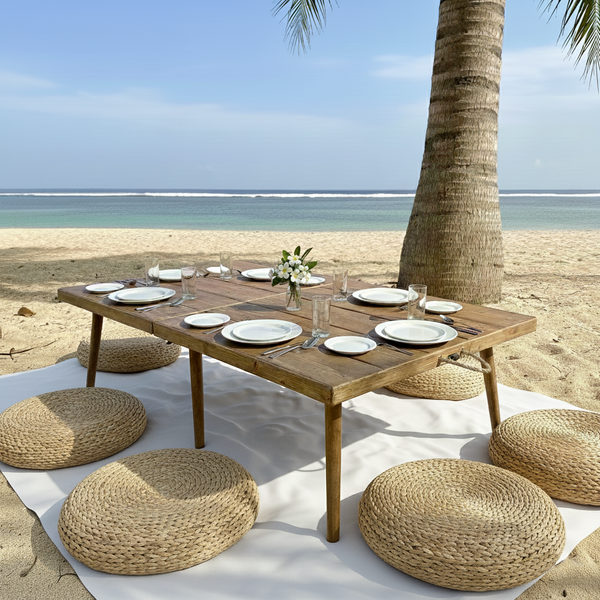 Foldable Wooden Low Table - Tapered Legs