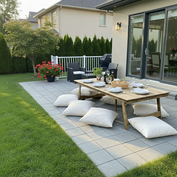 Foldable Wooden Low Table - Built-in Legs