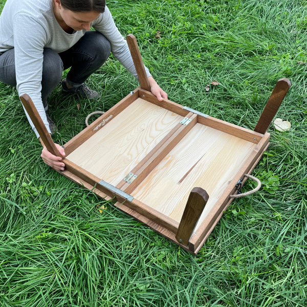 Foldable Wooden Low Coffee Table - Built-in Legs