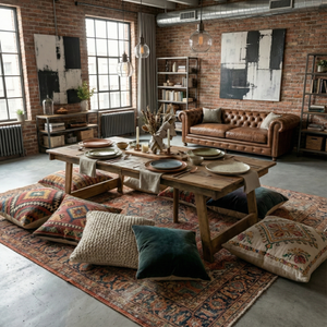 Handmade Foldable Solid Wood Low Table - Built-in Legs