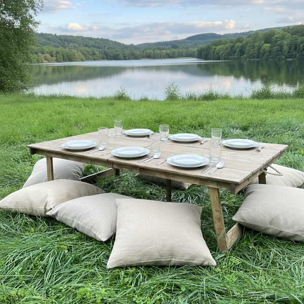 Foldable Wooden Low Table - Built-in Legs