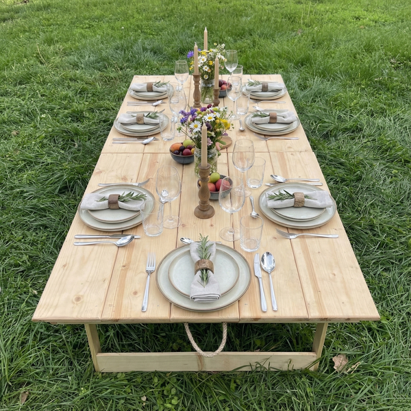 Foldable Wooden Low Table - Built-in Legs