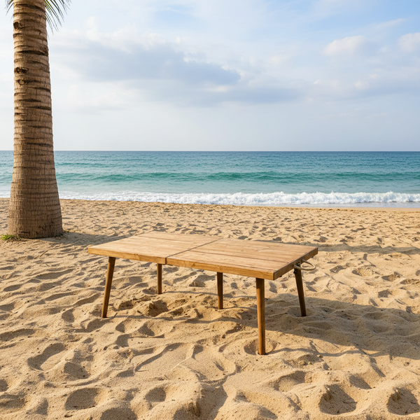 Foldable Wooden Low Table - Tapered Legs