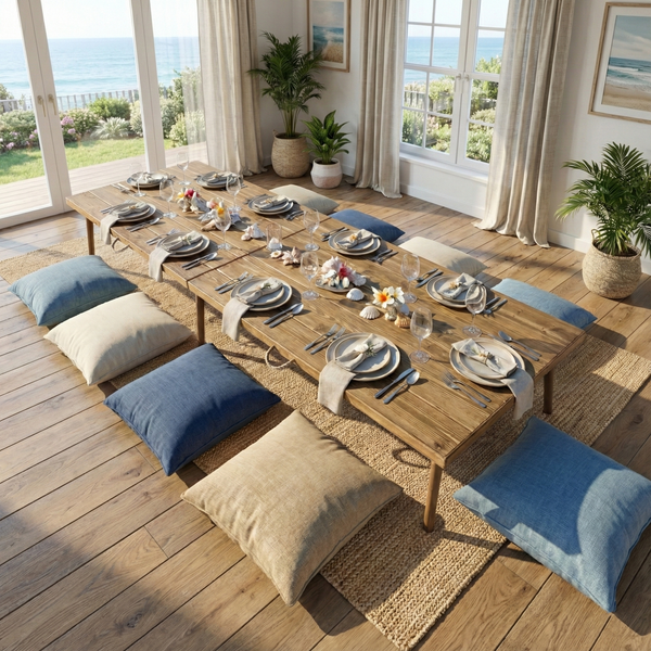 Foldable Wooden Low Table - Tapered Legs