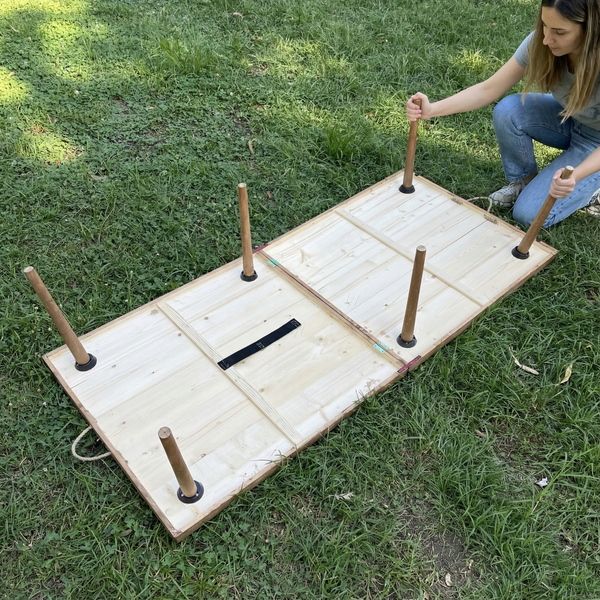 Foldable Wooden Low Table - Tapered Legs