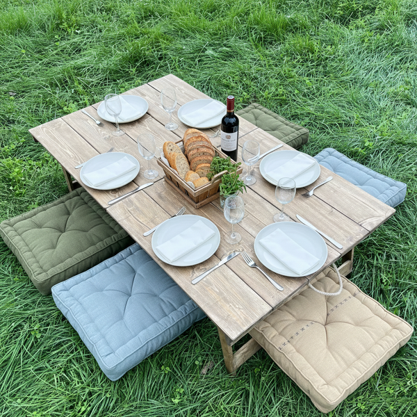 Foldable Wooden Low Table - Built-in Legs