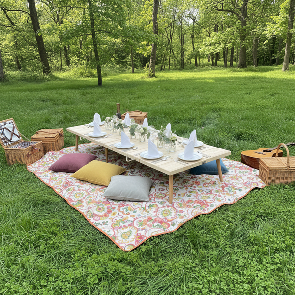 Foldable Wooden Low Table - Tapered Legs
