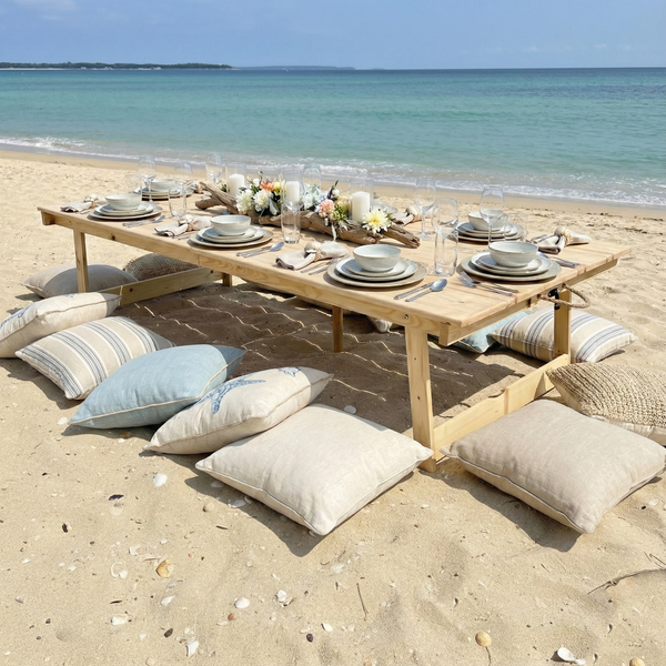 Foldable Wooden Low Table - Built-in Legs