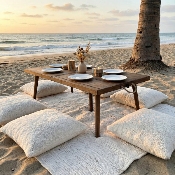 Foldable Wooden Low Table - Tapered Legs