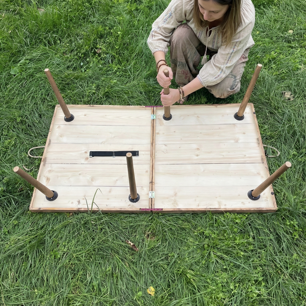 Foldable Wooden Low Table - Tapered Legs