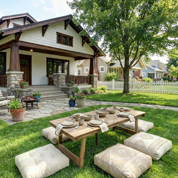 Handmade Foldable Solid Wood Low Table - Built-in Legs