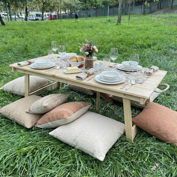 Foldable Wooden Low Table - Built-in Legs